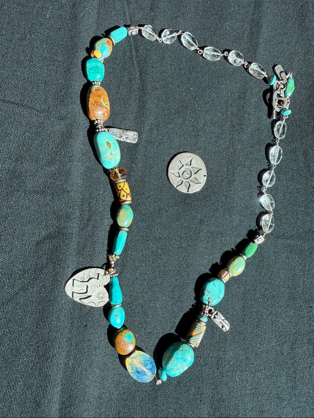 Jes MaHarry Turquoise and Silver Charms Necklace 🩵🩵